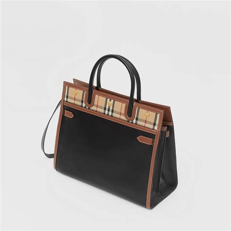 burberry black small doctor's bag with checks|Burberry London Grain Check Leather Doctor Bag .